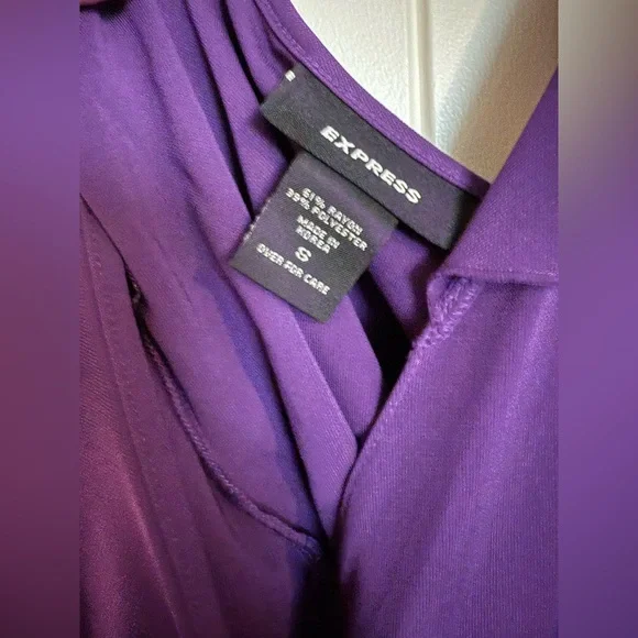 Express Deep Purple two piece set. Adorable Wrap top and A-line skirt. Size S - Picture 3 of 4